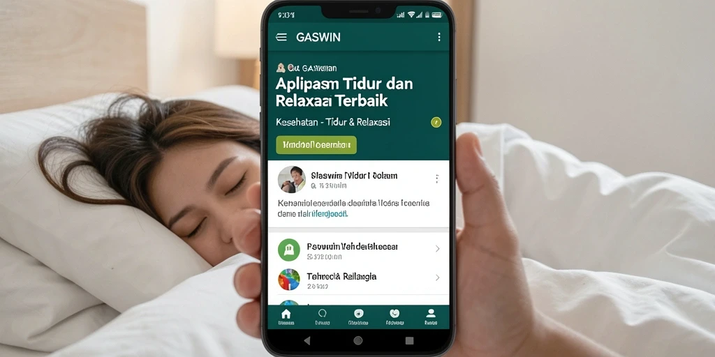 Antarmuka GASWIN dengan berbagai pilihan musik tidur dan meditasi.