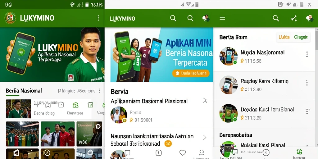 Antarmuka LUKYMINO menampilkan berita nasional terkini dan menarik.