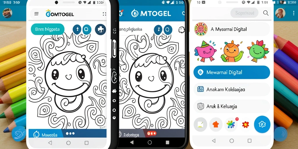 Screenshot aplikasi OMTOGEL menampilkan antarmuka mewarnai yang interaktif.