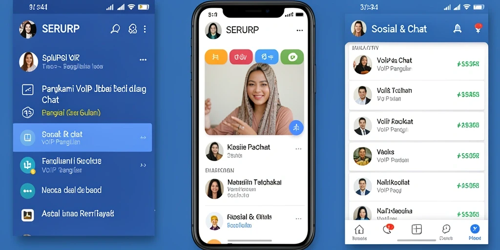 Tampilan antarmuka SERURP dengan fitur VoIP Panggilan yang user-friendly.