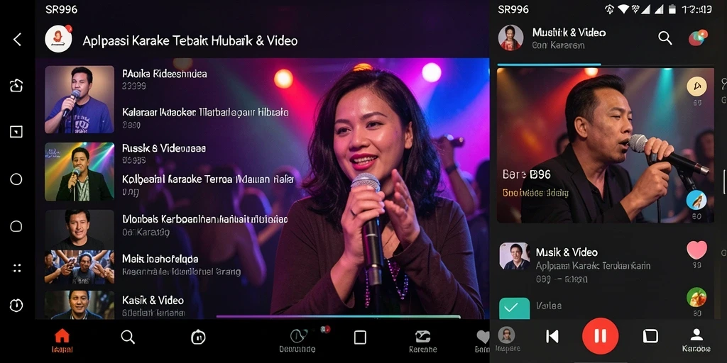 Antarmuka SR996 yang menarik dengan lirik lagu yang jelas dan berwarna.