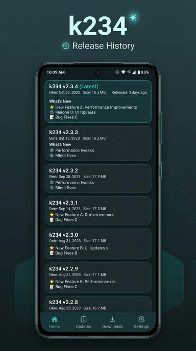 Riwayat versi k234 untuk pengguna Android Indonesia